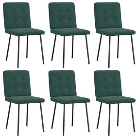 Cadeiras de jantar 6 pcs veludo verde-escuro