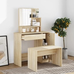 3114149 vidaXL Conjunto toucador 86,5x35x136 cm cor carvalho sonoma