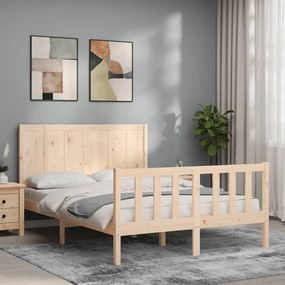 vidaXL Estrutura de cama de casal com cabeceira madeira maciça