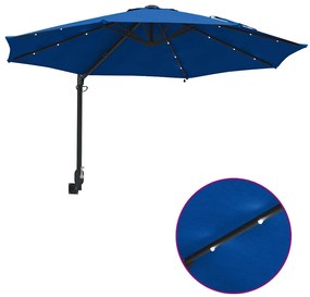 Guarda-Sol de Jardim de Parede com LEDs Azul 248 cm