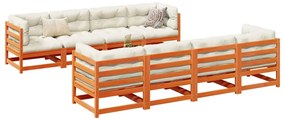 9 pcs conjunto sofás de jardim madeira de pinho castanho mel