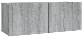 Conjunto móveis de TV 2 pcs madeira processada sonoma cinza