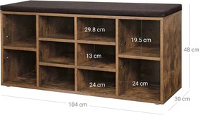 Banco estofado para sapatos 104 x 30 x 48 cm Castanho vintage