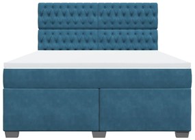 Cama com molas/colchão 180x200 cm veludo azul