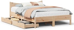 vidaXL Estrutura de cama c/ gavetas 150x200 cm madeira de pinho maciça
