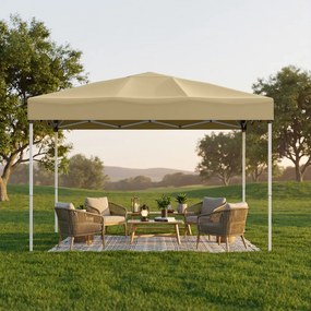 Tenda dobrável de 3 x 3 m, resistente, portátil, pavilhão para jardim bege