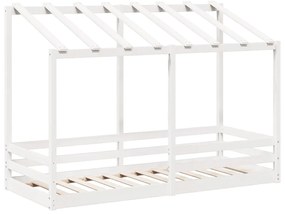 Cama infantil com telhado 75x190 cm pinho maciço branco