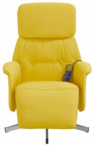 Cadeira de massagens reclinável c/ apoio de pés tecido amarelo