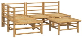 5 pcs conj. lounge de jardim bambu c/ almofadões cinzento-claro