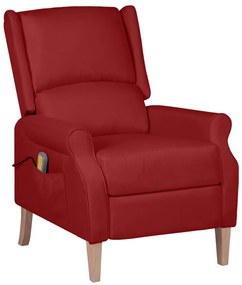 vidaXL Poltrona de massagens reclinável tecido vermelho tinto