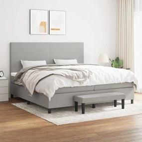 vidaXL Cama com molas/colchão 200x200 cm tecido cinza-claro