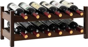 Garrafeira 24 x 60,5 x 25 cm com 2 níveis para 12 garrafas Suporte independente de bambu para cozinha, bar e bancada Castanho