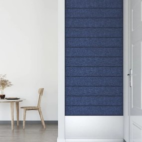 Painel de parede 12 pcs 90x15 cm tecido 1,62 m² azul