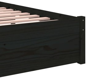 Estrutura de cama solteiro 90x190 cm madeira maciça preto