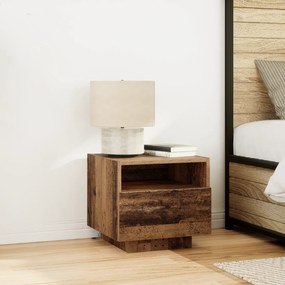 Criado-mudo vidaXL com Luzes LED Madeira Antiga 40x39x37 cm