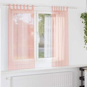vidaXL Cortinas de voile com laços 2 pcs rosa 140x175 cm
