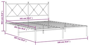 Estrutura de cama com cabeceira 160x200 cm metal branco