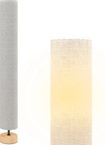 Candeeiro de pé para sala de estar com abajur em linho, interruptor de pé, 2 tomadas E27, 120 cm, cinzento