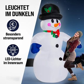 Boneco de neve insuflável com 20 LEDs 240 x 170 x 115 cm multicolorido
