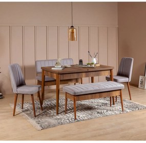 Conjunto de Mesa de Jantar Extensível e Cadeiras Vina – Nogueira – Mes