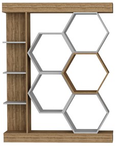Estante Sueno – Branco/Nogueira – 140x29,6x177,4 cm