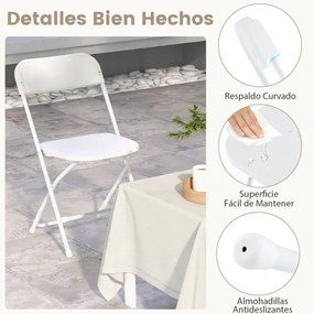 Conjunto 4 Cadeiras de jardim, cozinha, sala Dobráveis Portáteis com Assento e Encosto de Plástico Estrutura Metálica Capacidade de Carga 350 kg Leve