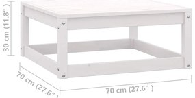 3 pcs conjunto lounge jardim c/ almofadões pinho maciço branco
