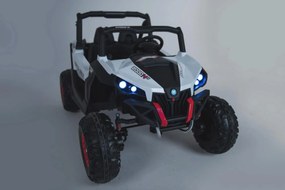 Carro elétrico infantil Buggy RSX 2x12V 2.4Ghz, 4 X MOTOR, controle remoto, dois lugares, chave de ignição, rodas EVA macias, USB, cartão SD Branco