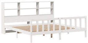 Cama com estante sem colchão 200x200 cm pinho maciço branco