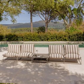 Conjunto De Jardim Amaro Com Dois Sofás Modulares De 2 Peças E Uma Mesa Lateral Conversível Tapioca Bege - Castanho Moka - Sklum
