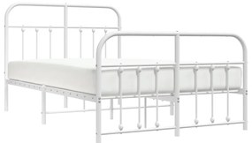 Estrutura de cama com cabeceira e pés 120x190 cm metal branco