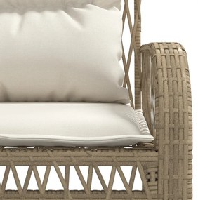 4 pcs conjunto de sofás para jardim c/ almofadões vime PE bege