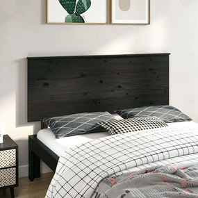 vidaXL Cabeceira de cama 144x6x82,5 cm pinho maciço preto