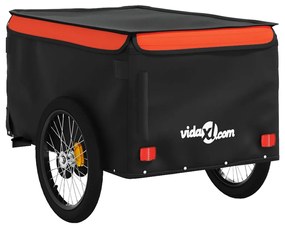 Reboque para bicicleta 45 kg ferro preto e laranja