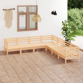 7 pcs conjunto lounge de jardim pinho maciço