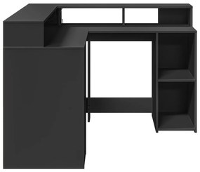 Secretária c/ luzes LED 130x130x91 cm derivados madeira preto