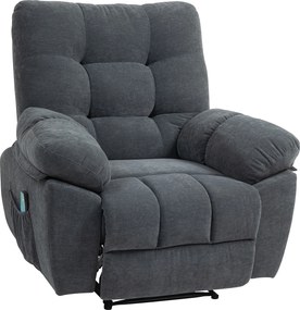 HOMCOM Poltrona reclinável, Poltrona de massagem estofada com 8 pontos de vibração, apoio de pés ajustável, bolso lateral, poltrona reclinável, Cinza | Aosom Portugal