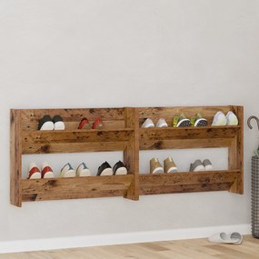 Armários para Sapatos de Parede 2 pcs Madeira antiga