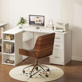 Secretária de Canto 140L x 100P x 75A cm, Arrumação Organizada, Branco
