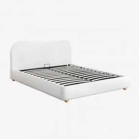 Cama Com Canapé Rebatível Estofada Winselet Chenille Branco Marfim & 160 X 200 Cm - Sklum