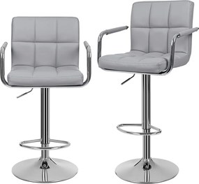 Conjunto 2 Bancos de bar com braço 44,5 x (95-115) x 38 cm cinzento