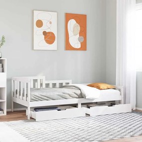 vidaXL Sofá-cama c/ gavetas 90x200cm madeira de pinho maciça branco