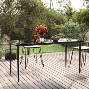 319279 vidaXL Mesa de jantar para jardim 160x80x74 cm aço/vidro temperado