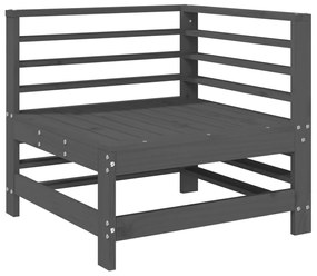 Sofás de canto para jardim 2 pcs madeira de pinho maciça cinza