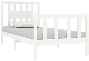 Estrutura de cama solteiro 90x190 cm madeira maciça branco