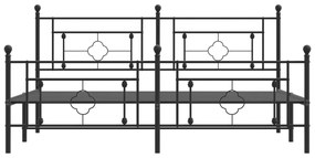 Estrutura de cama com cabeceira e pés 183x213 cm metal preto