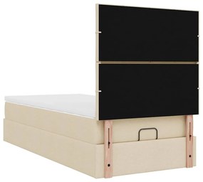 Cama otomana com colchão 100x200 cm tecido creme