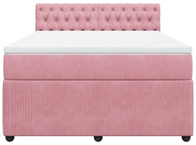 Cama com molas/colchão 160x200 cm veludo rosa