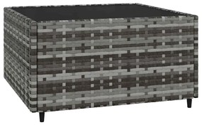 3 pcs conjunto lounge de jardim c/ almofadões vime PE cinzento