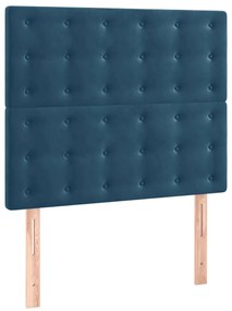 Cama box spring c/ colchão/LED 120x200 cm veludo azul-escuro